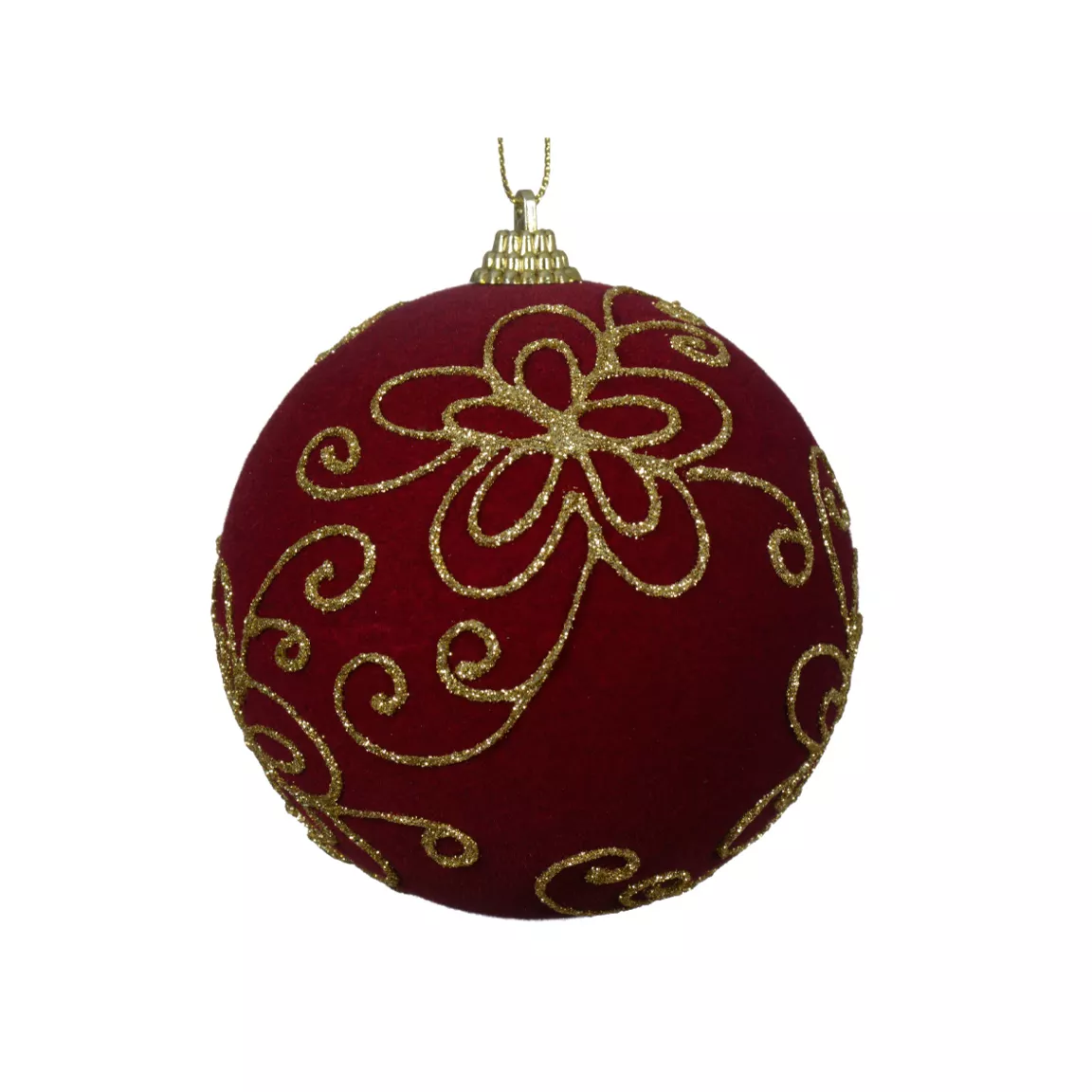 Lot de 12 boules de Noël (D100 mm) Château Bordeaux et or