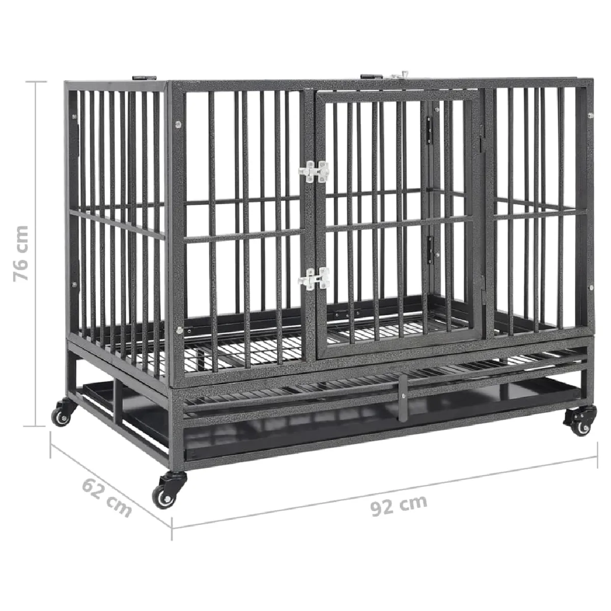 VIDAXL Cage chiens avec roues Acier