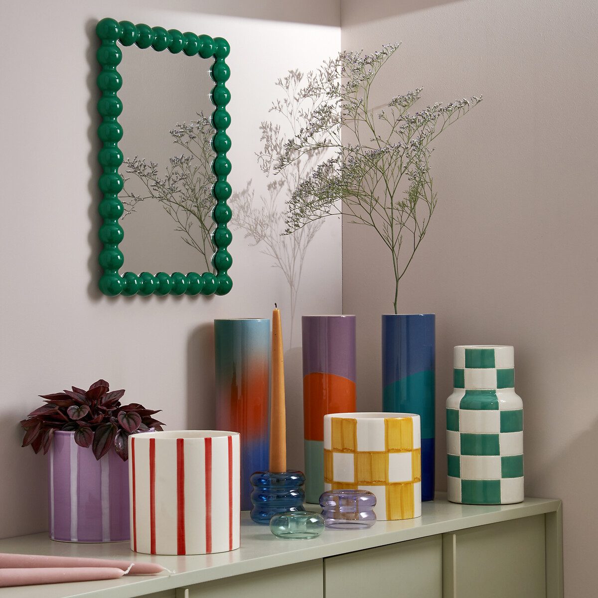 LA REDOUTE INTERIEURS<br>Vaso de cerâmica listrado Ø14 cm, Ario
