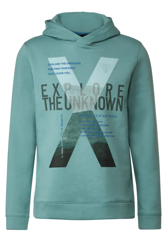 Kapuzenpulli mit Frontprint - turquoise green