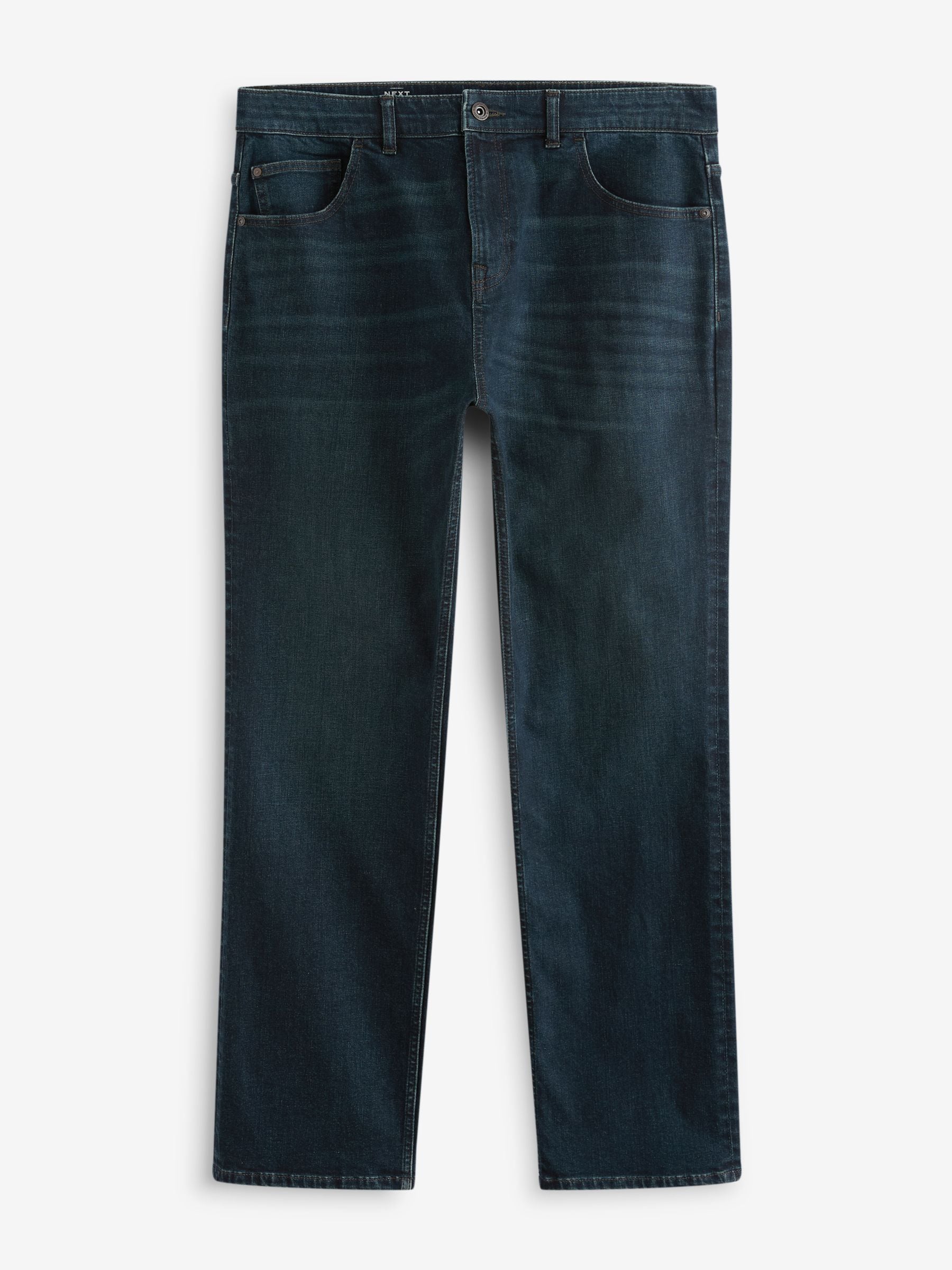 Donkerblauwe wassing - Rechte, klassieke jeans met stretch