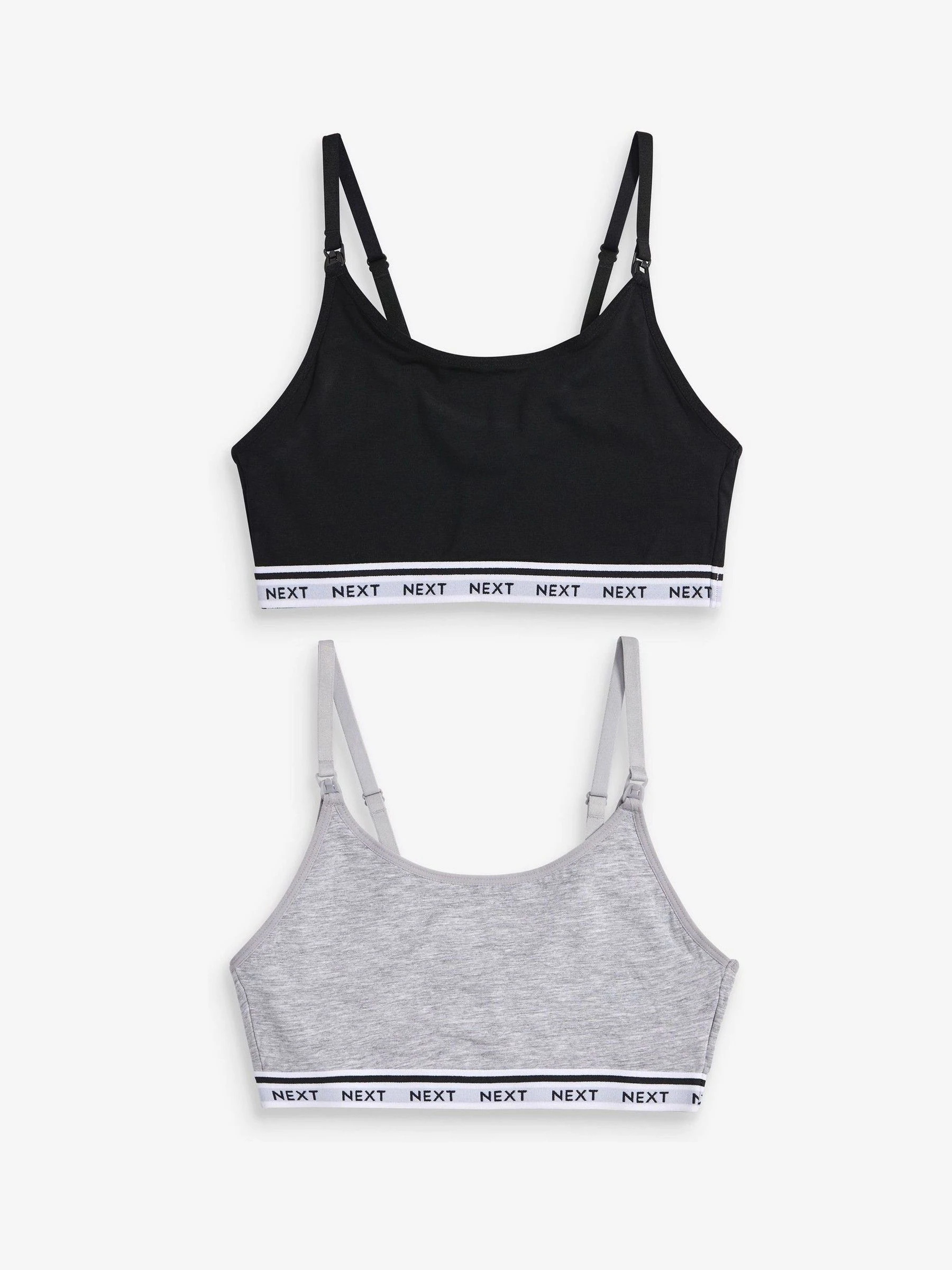 Zwart/grijs - Zwangerschap en borstvoeding cropped ultiem comfort tops verpakking van 2
