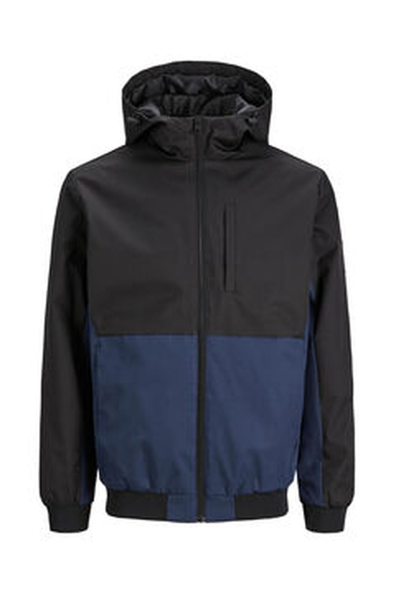Jaqueta softshell color block com capuz.