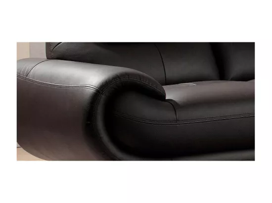 Canapé cuir 3 places ANGIE Noir - Angle Droit