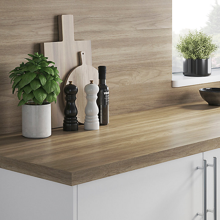 Crédence de cuisine aspect bois clair GoodHome Kala l. 200 cm x H. 60 cm x Ep. 3 mm