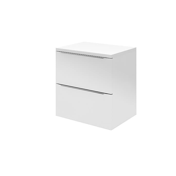 Ensemble l.60 cm meuble sous vasque Imandra blanc à suspendre + plan de toilette Marloes aggloméré blanc brillant