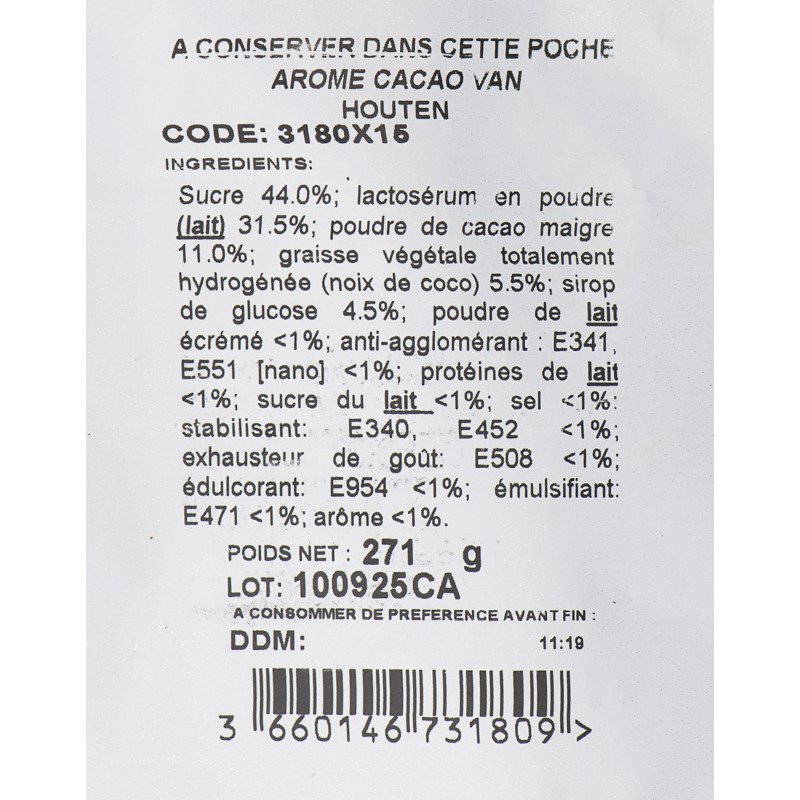 Gobelet carton operculé prédosé Cacao Van Houten 18 cl
