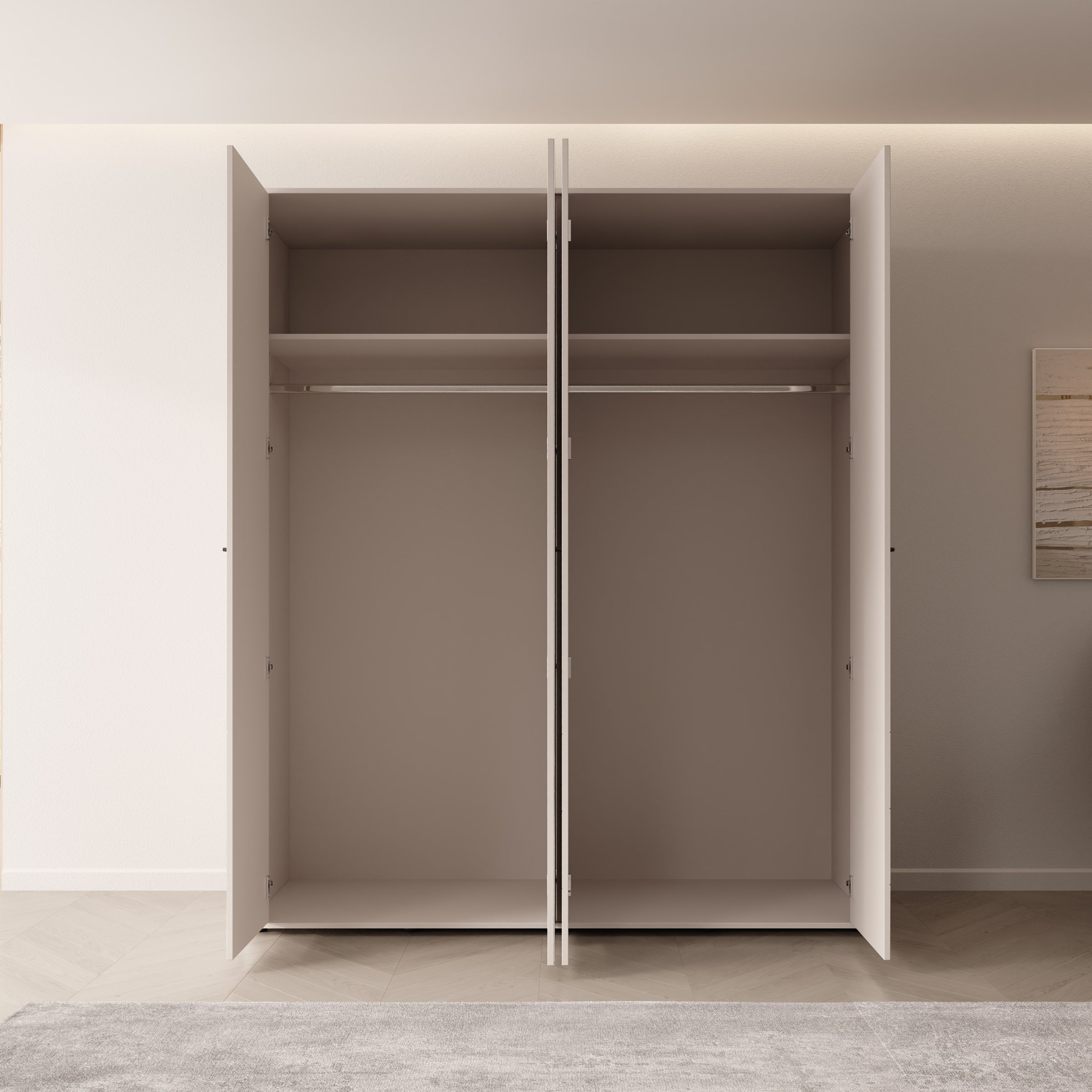 Meubella - Sorello - Kledingkast 4 deurs - Beige - 180x56x211 cm