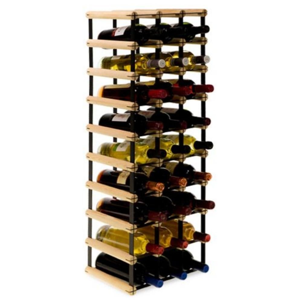 PROREGAL Modulair Wijnrek Vinotega Mod Metaal HxBxD 92,5 x 32,5 x 24,5 cm 3 x 9 Flessen Massief Dennenhout Natuurlijk