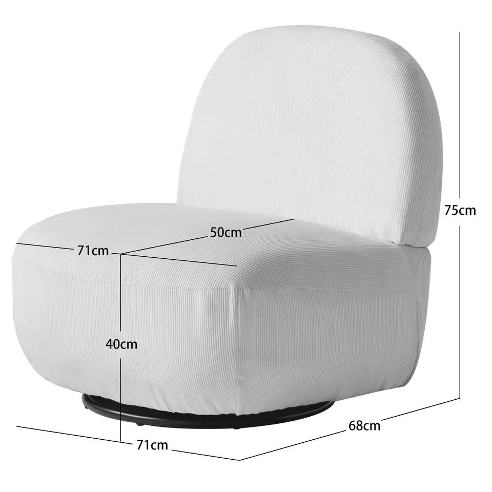 Salonstoel Swivel van metaal en beige fluweel