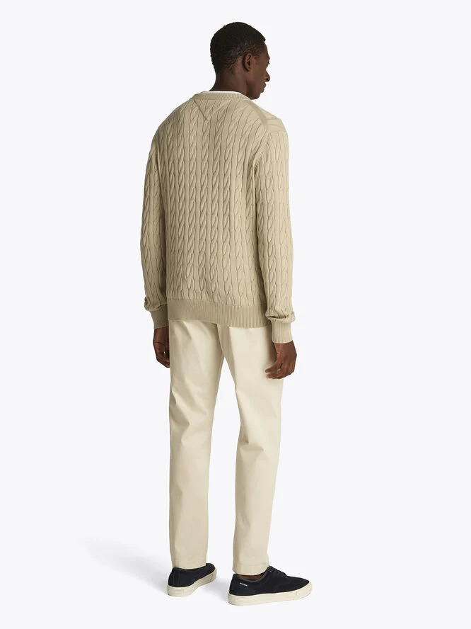 Tommy Hilfiger CLASSIC COTTON CABLE CREW NECK Sandalwood