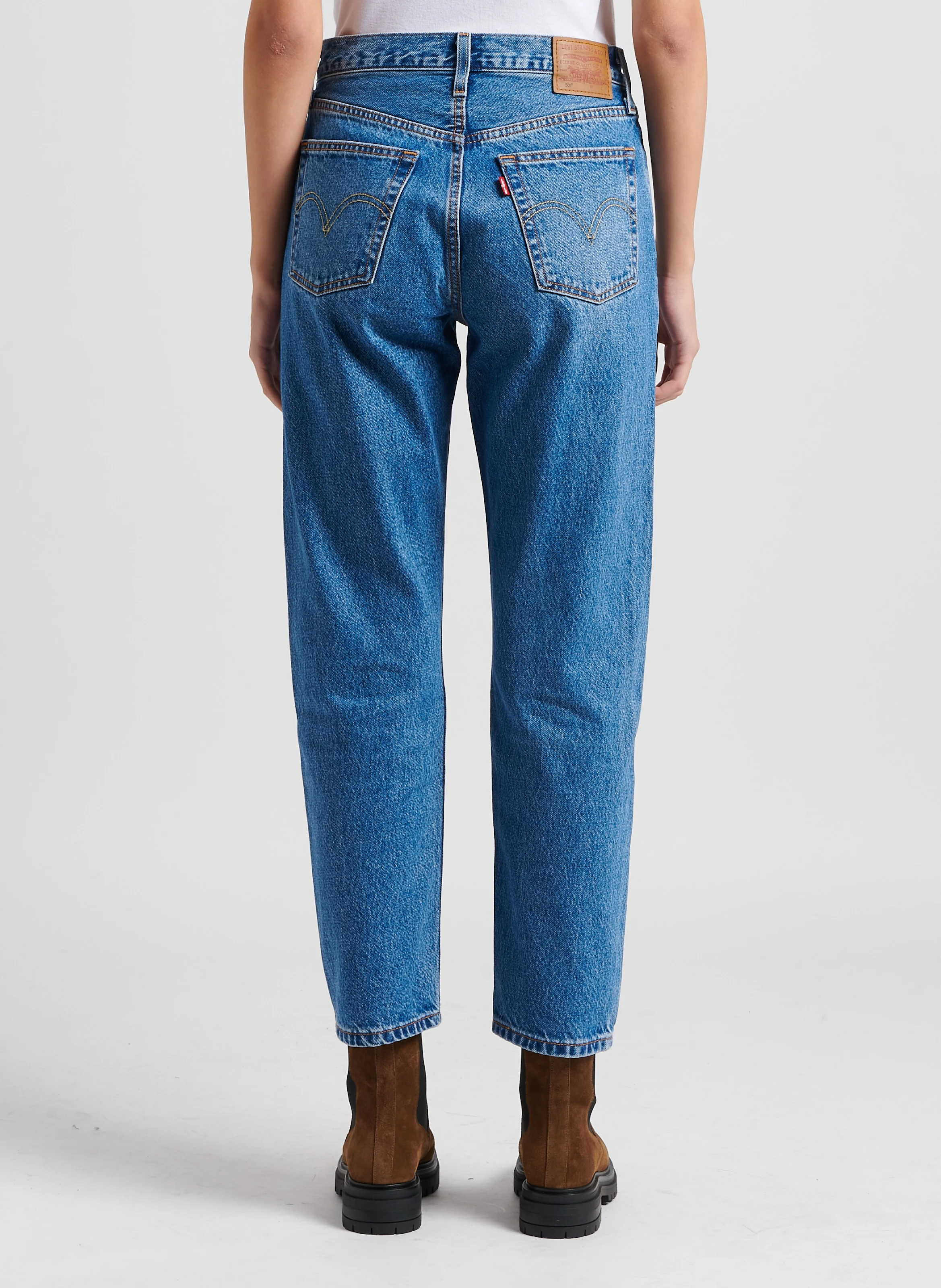 501 CROP - Jean droit cropped en coton | Jean Délavé