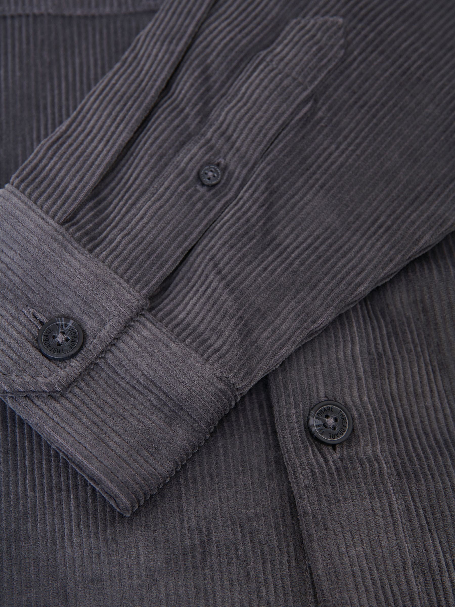 Grijs - Threadbare Relaxed Cropped Fit Corduroy Shacket