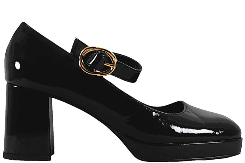 BLACK SORT PUMPS MED LAK LOOK