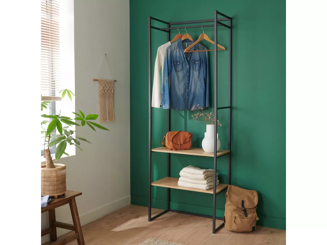 Portant vêtements bois et métal L70 x H200 cm ASHTON