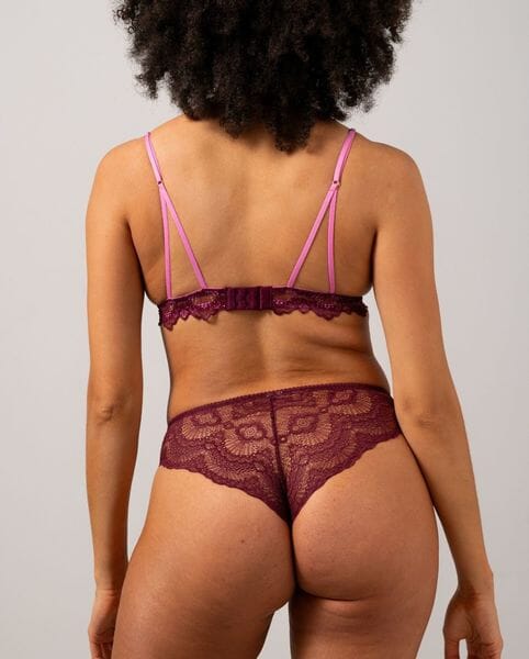 Understatement Underwear Lace Cheeky burgundy candy pink
