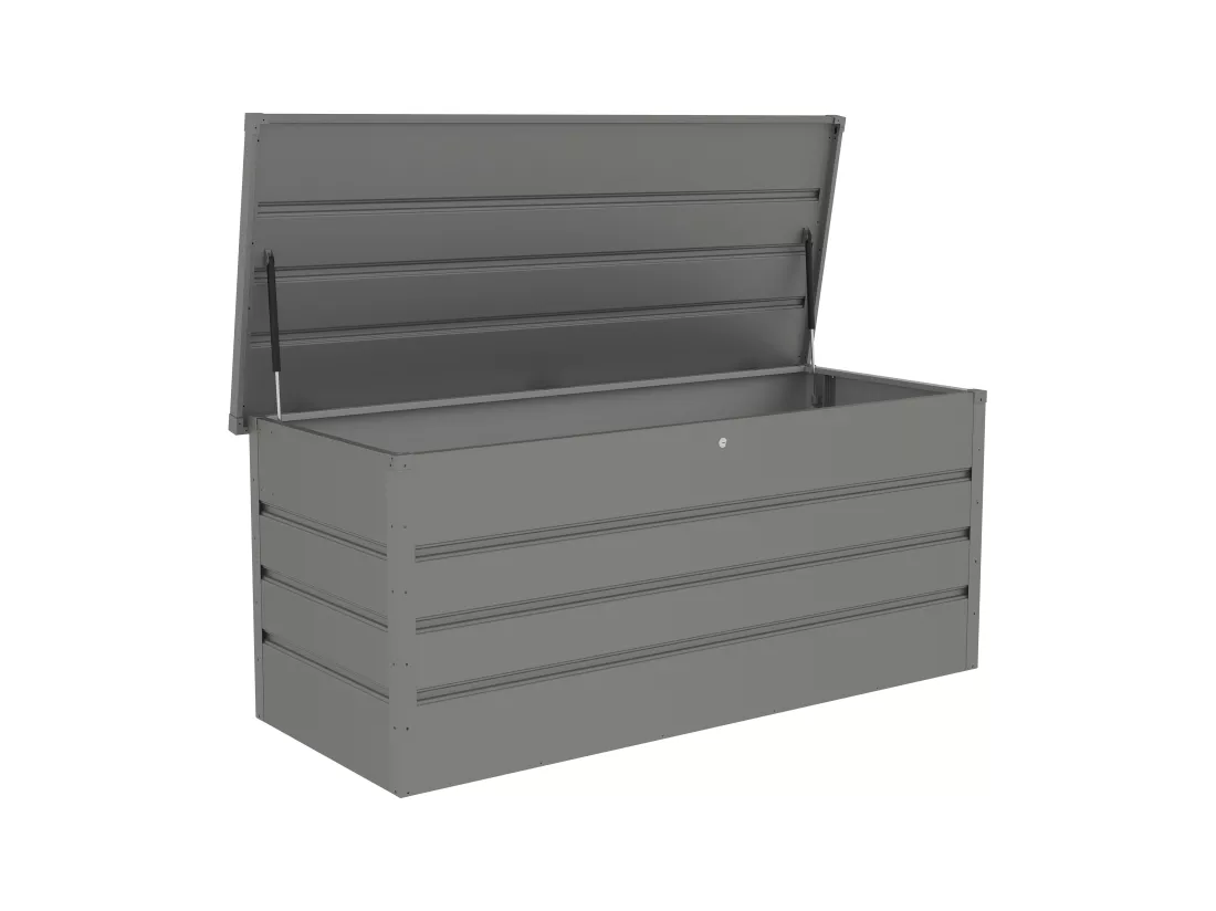 Coffre de rangement de jardin en acier galvanisé gris - 750L - TOMASO