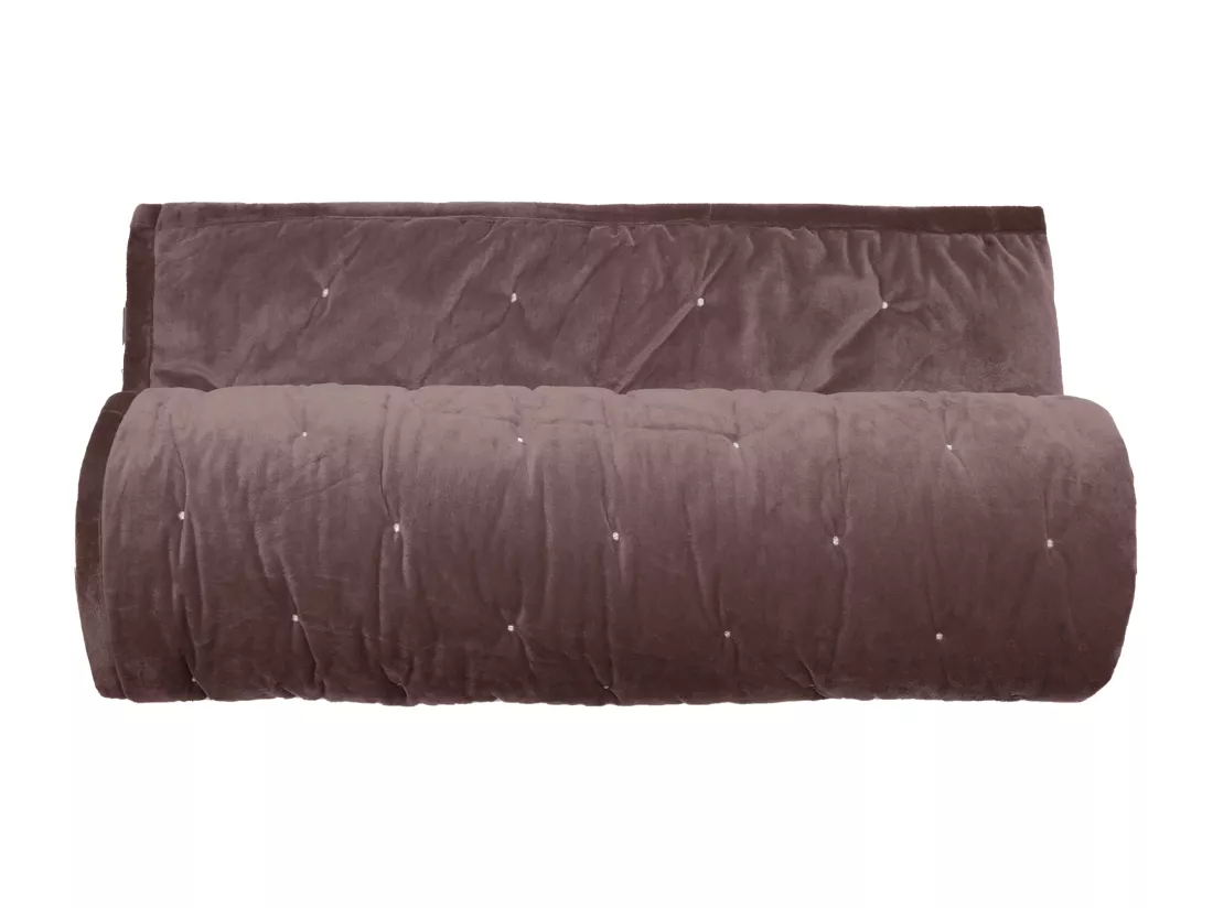 Couvre-lit 240x260 GIPSY velours piquage points brodés gris Bison
