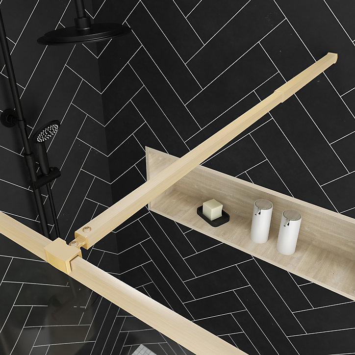 Paroi de douche à l'italienne avec volet pivotant H.200 x l.90+40 cm, ép. 5 mm, profilé doré, Galedo Edge