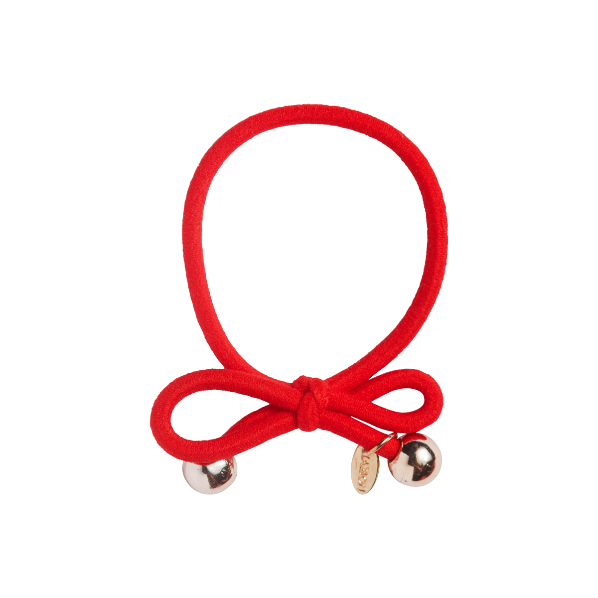 Hair Tie with Gold Bead Red