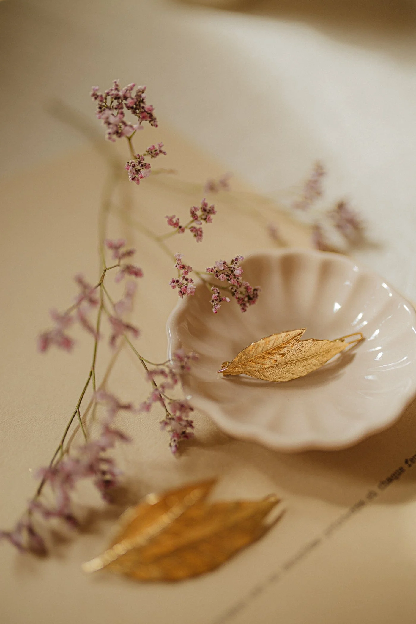 THALIE - Barrette feuilles plaqué argent | Doré