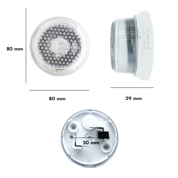 Feu de position JOKON blanc rond diamètre 80mm