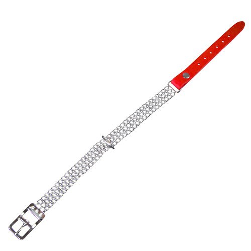 Coleira para cães Wondermals Arlon em couro vermelho e metal