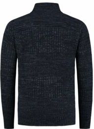 Blue Loop - Harlingen Full Zip Sweater - Navy Melange - Trui