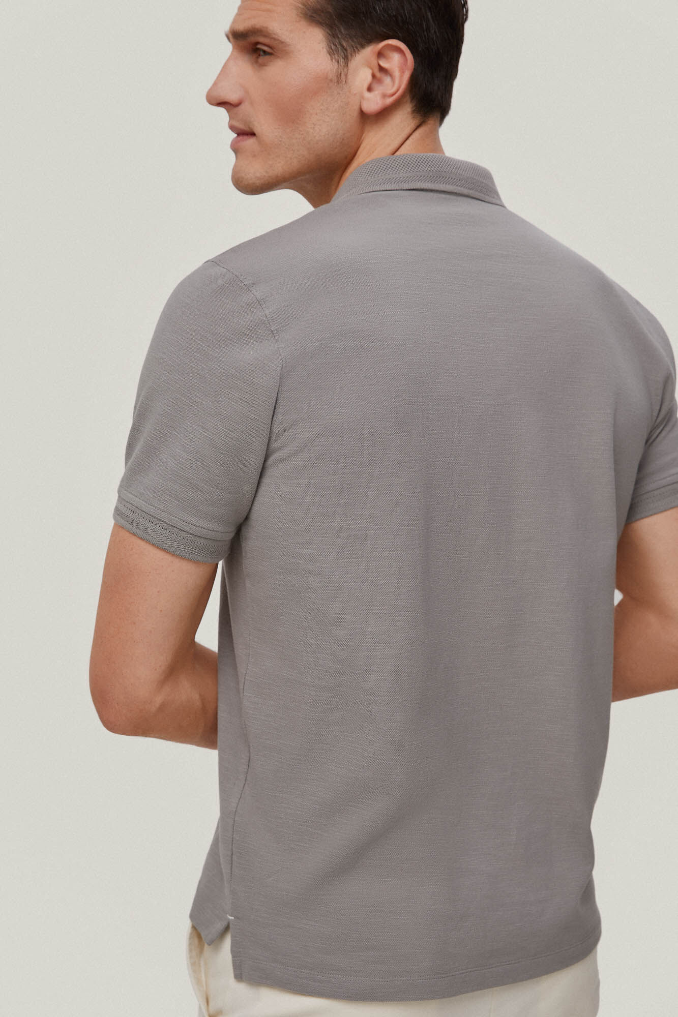 Polo piqué slub - Cinza