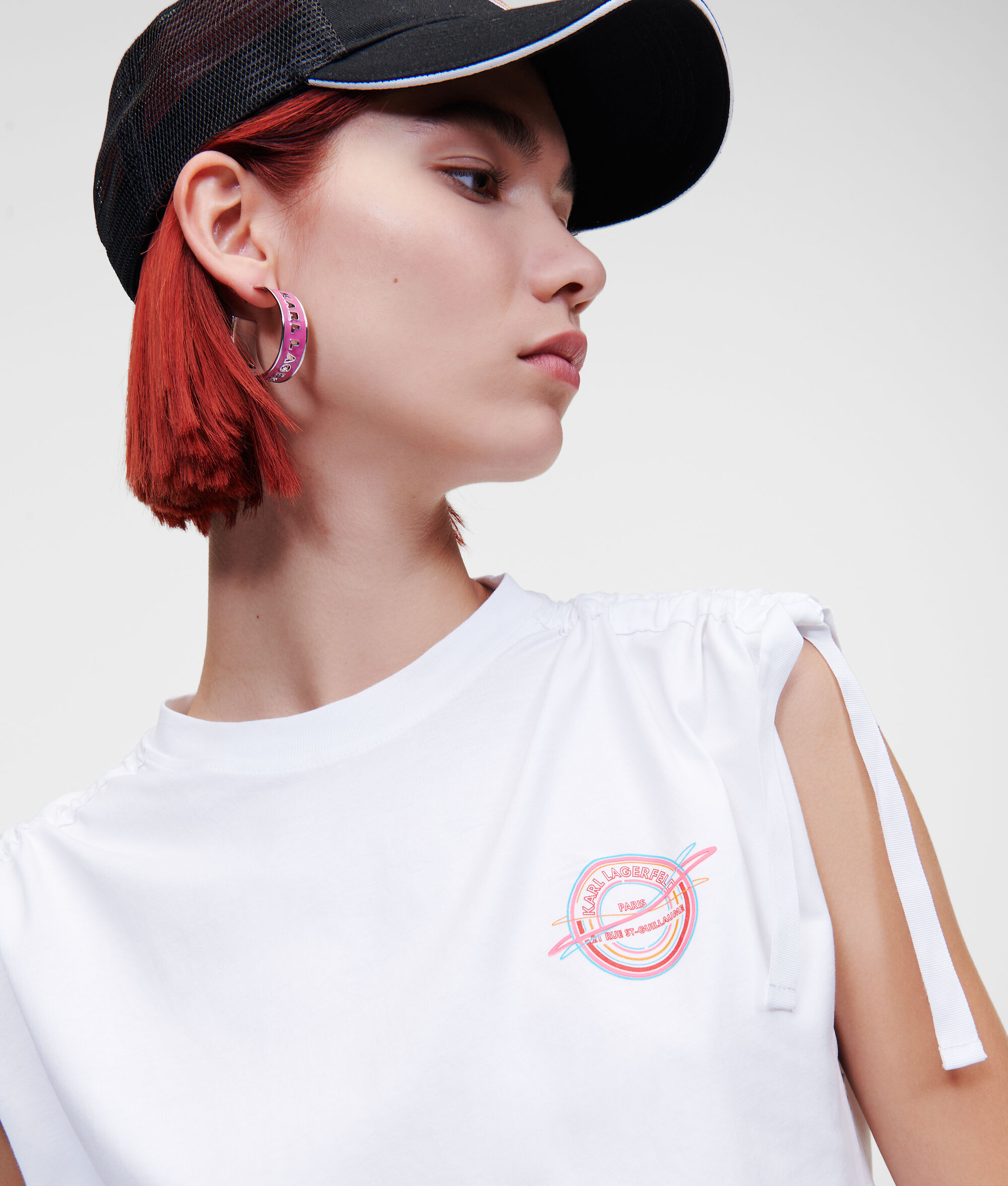 T-SHIRT CROPPED AVEC GALON À LOGO RUE ST-GUILLAUME