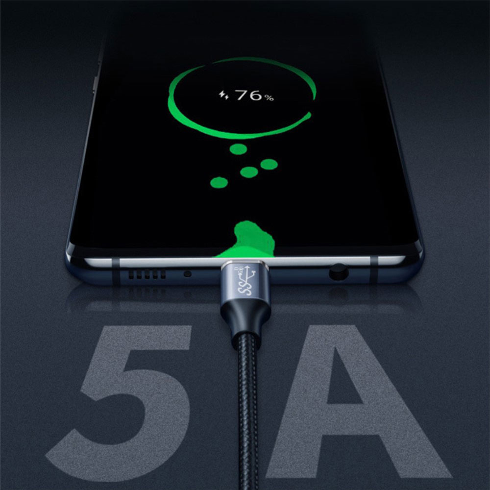(2m) 100W USB C auf USB C 90 Grad Winkel Ladekabel Thunderbolt 3 Nylon Datenkabel 4K Monitor-Verbindungskabel 10 Gbit/s - Schwarz