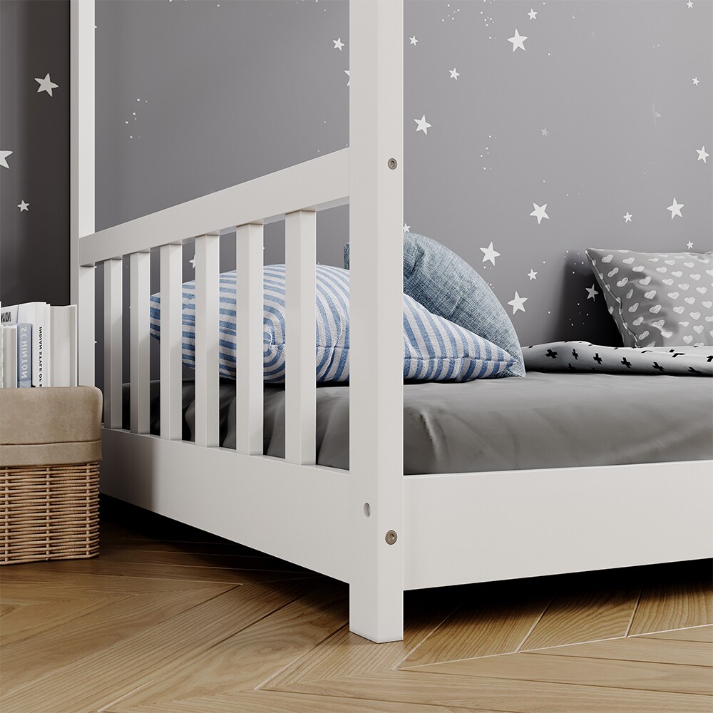 Vitalispa Kinderbett Bettenhaus Einzelbett Fredericke Weiß 200 x 90 cm modern Kinderzimmer Bett Lattenrost Rausfallschutz