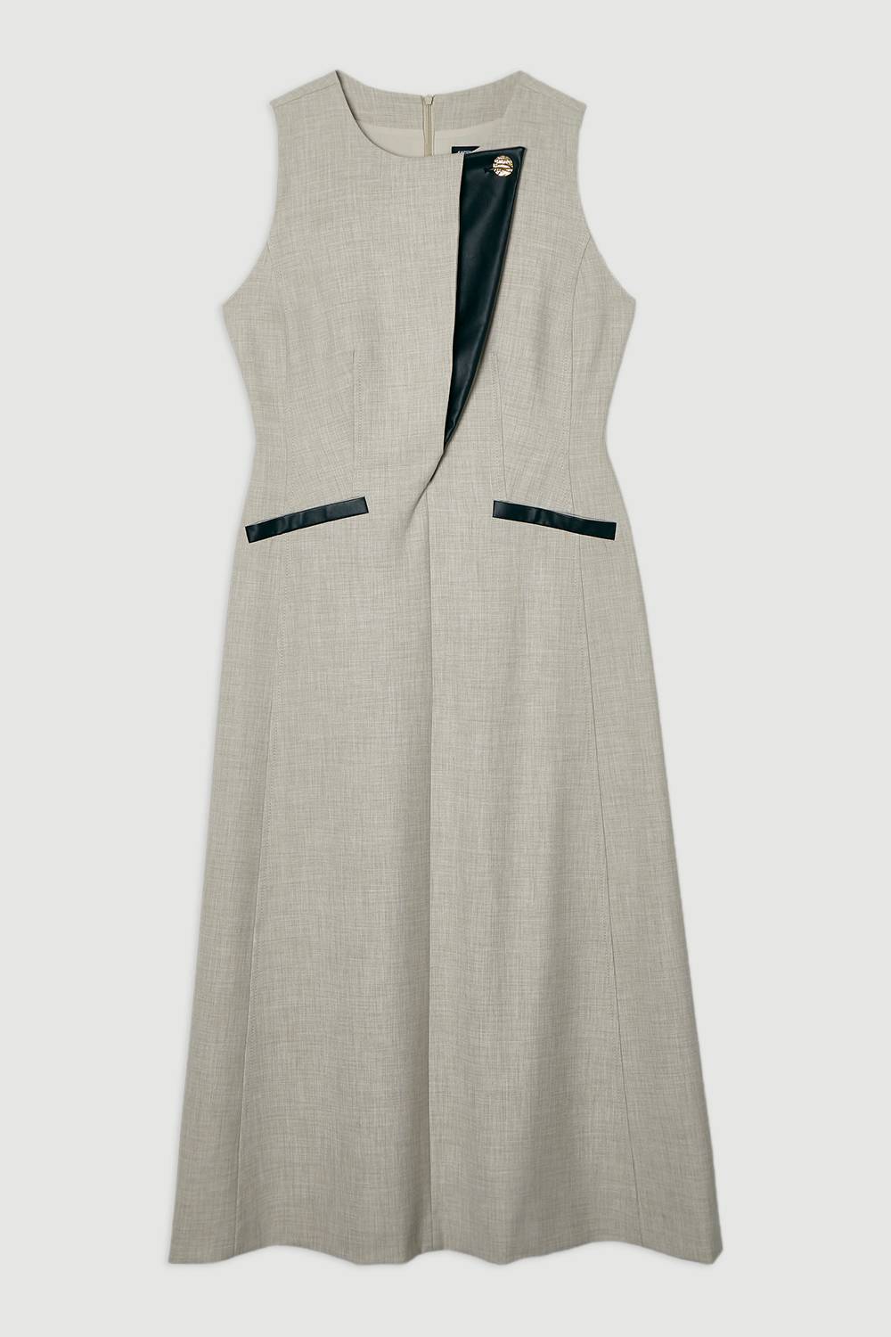 KarenMillen Robe maxi ajustée pour petites, en marl à bout contrastant et jupe pleine.