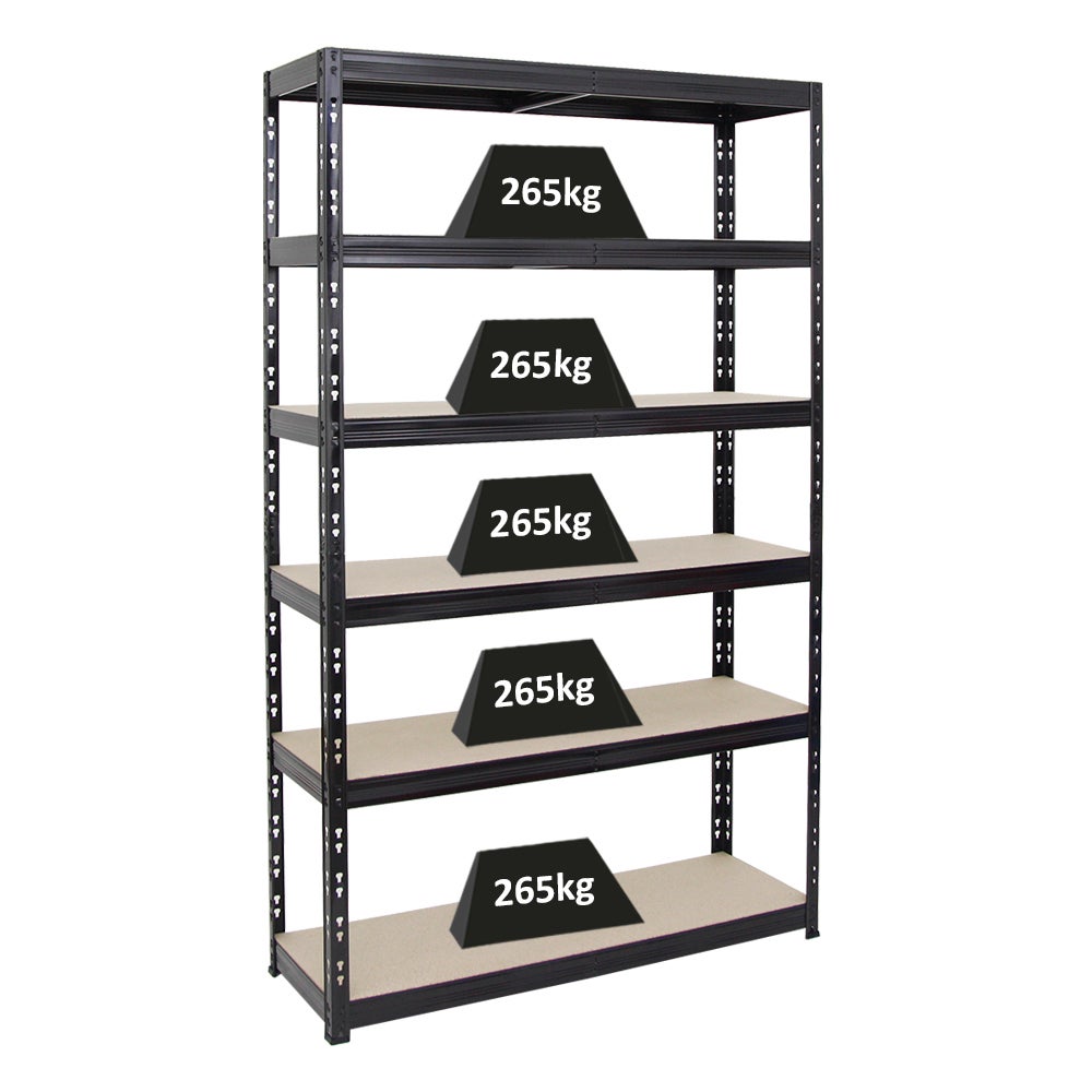PROREGAL Heavy-Duty stellingkast Giant Tiger HxBxD 200 x 120 x 40 cm Draagvermogen planken 265 kg 6 planken Zwart