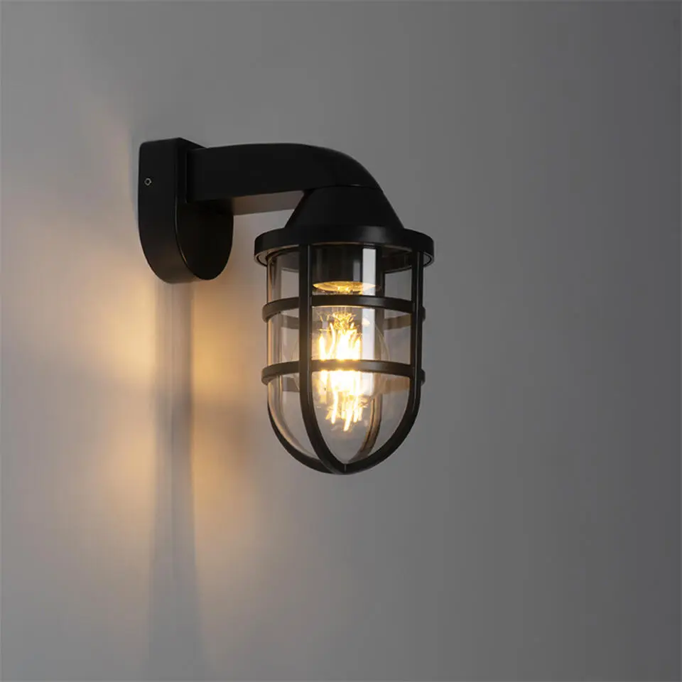 Qazqa wandlampen buiten joeri zwart e27