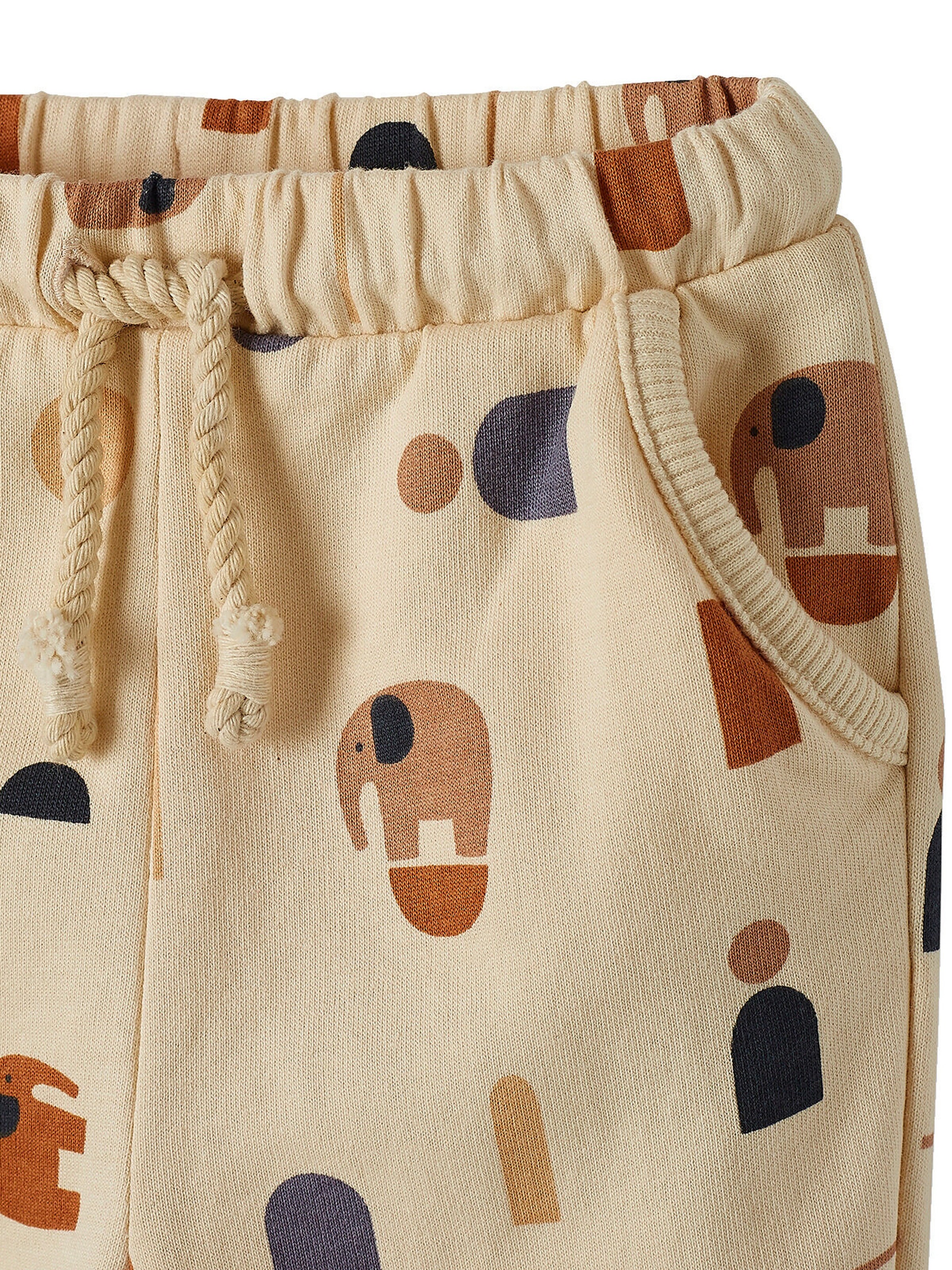 Vertbaudet Baby-Set: Shirt & Sweathose dunkelgrau/hellbeige bedruckt