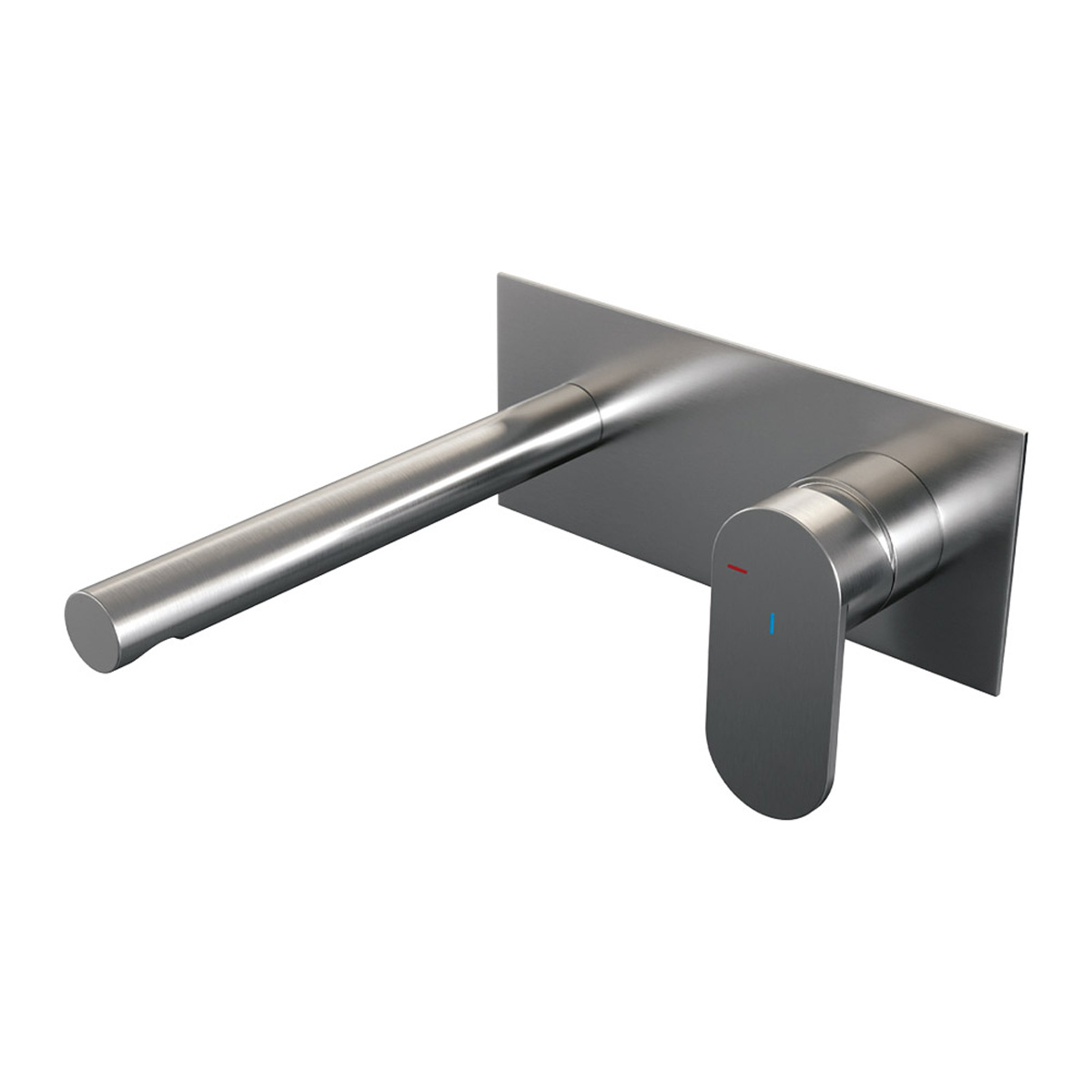 Brauer Brushed Edition ColdStart wastafelkraan inbouw rechte uitloop met achterplaat model C1 RVS geborsteld PVD