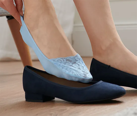 2 Paar Ballerina-Füßlinge mit Spitze