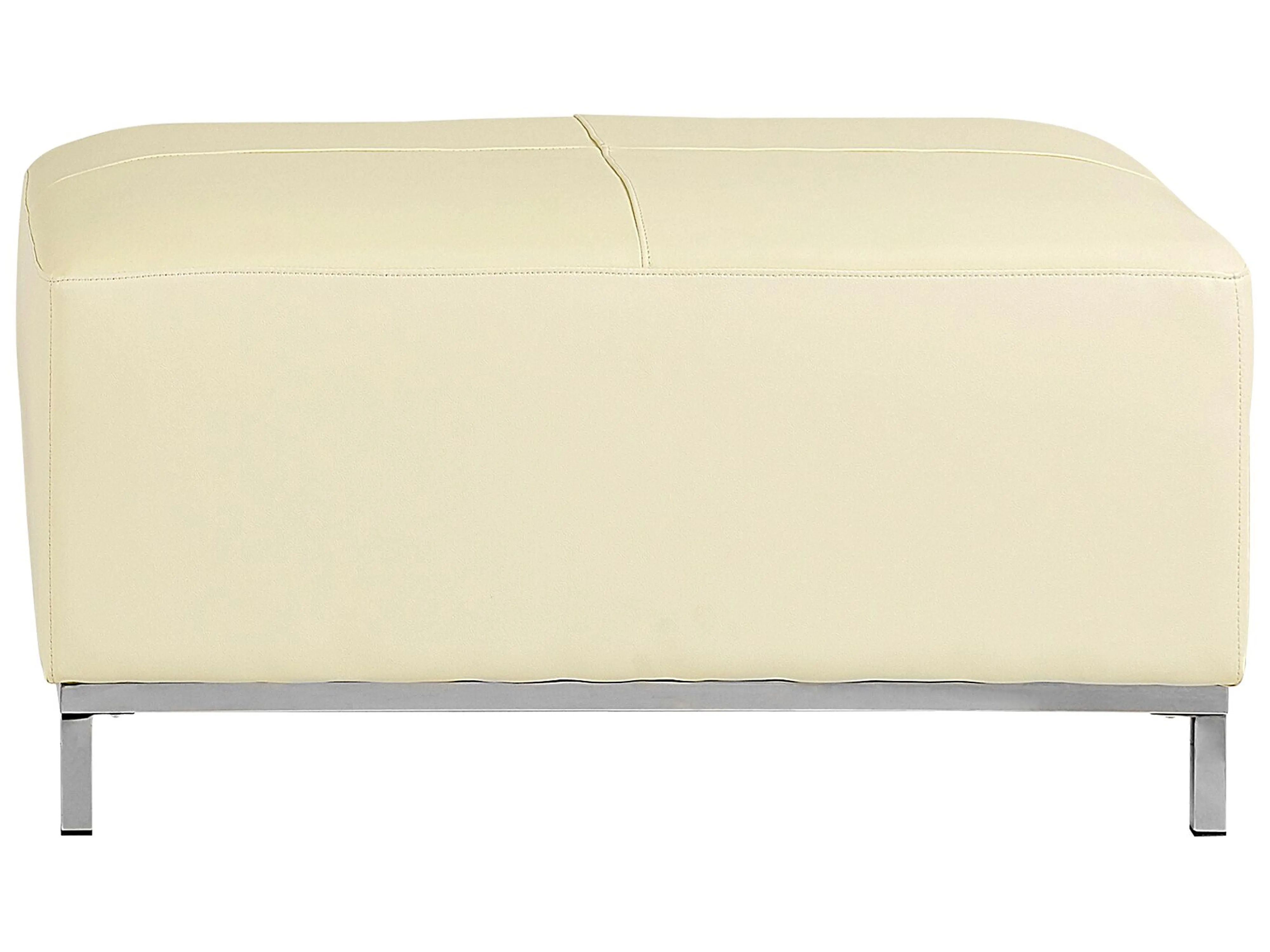 Hoekbank 5-zits OSLO Leer Lichtbeige met ottomaan rechtszijdig
