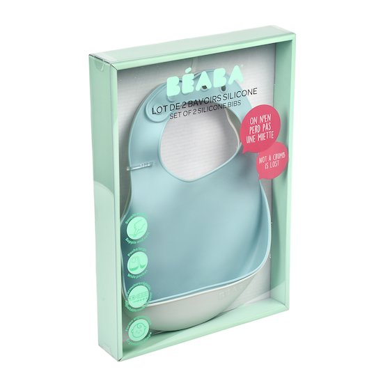 Lot de 2 Bavoirs Silicone   Green/Grey        de               Béaba