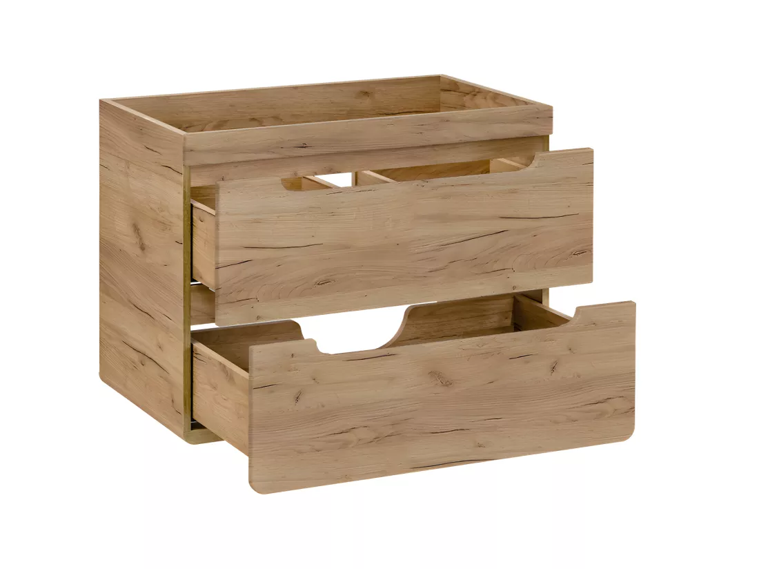 Meuble sous lavabo de salle de bain - Chêne artisanal doré - L60-H59-P46 - ARRIBA