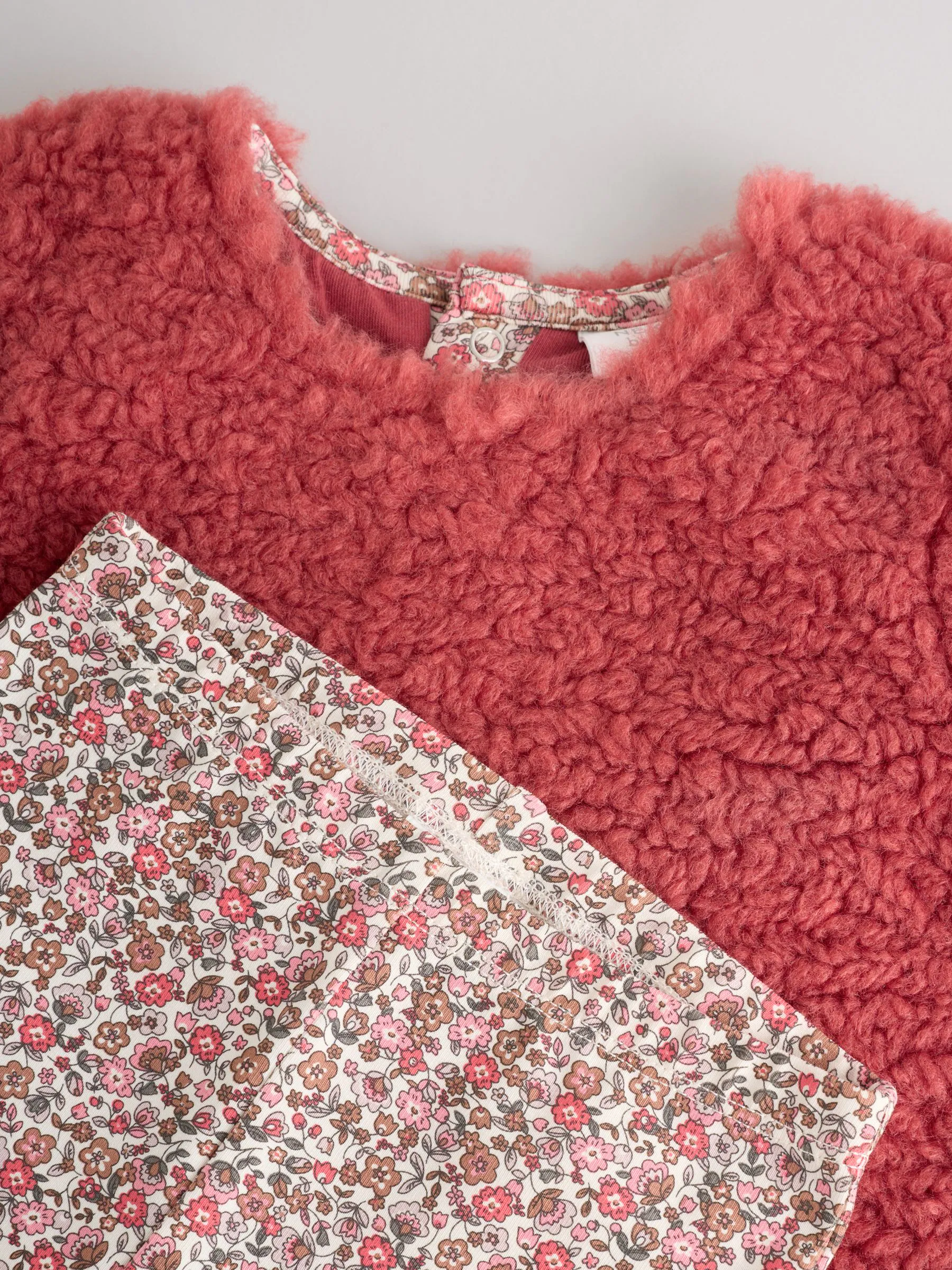 Rood gebloemd - 2 -delige Set van Fleece Tops en Leggings voor Baby''s (0mnd-2jr)