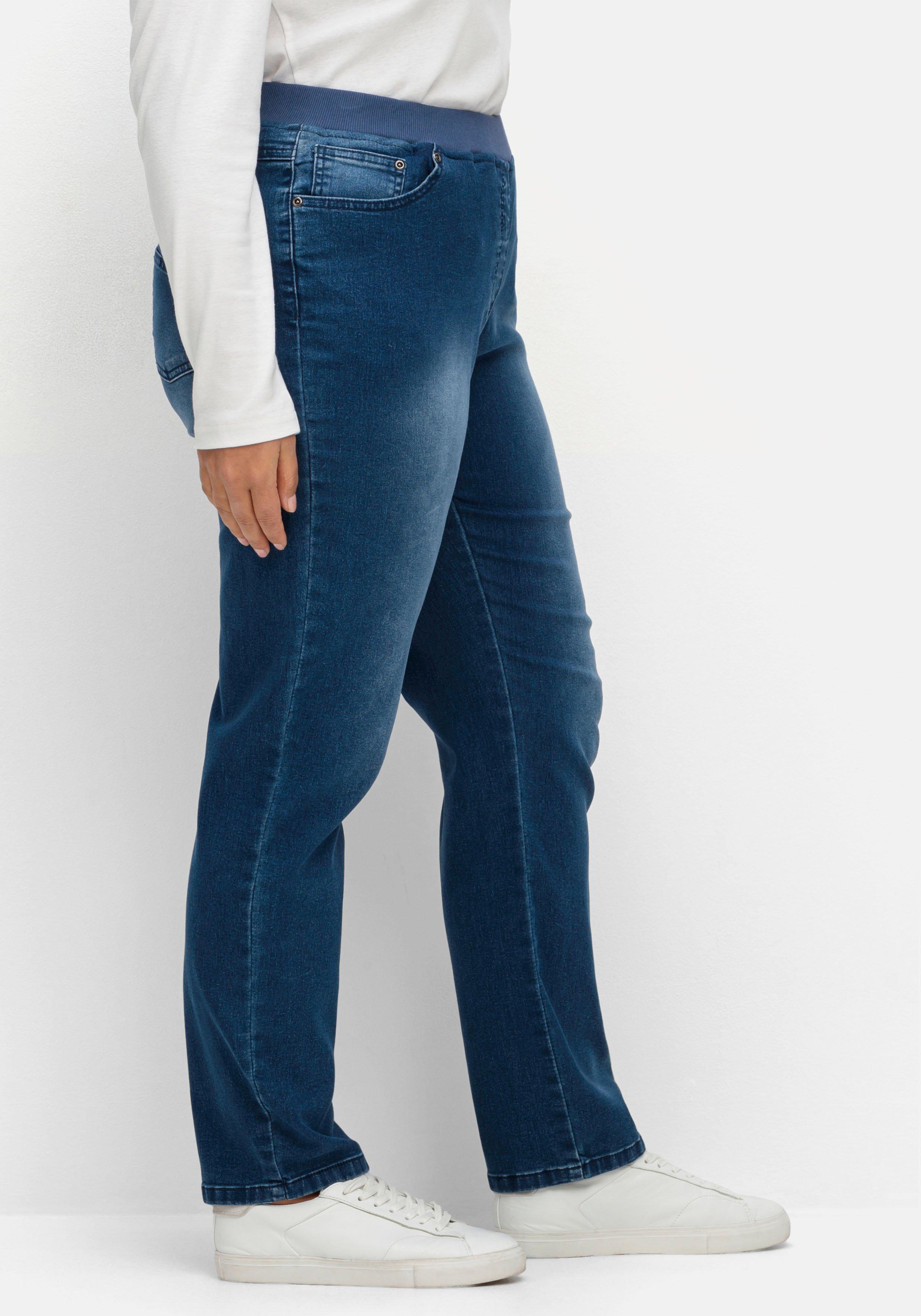 Schmale Jeans mit Rippstrick-Dehnbund