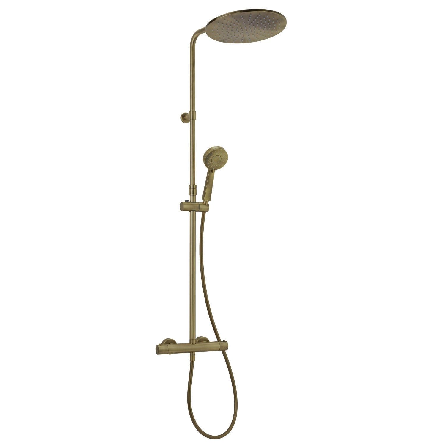 Salenzi Giro opbouw regendouche thermostatisch 30cm met 3 standen handdouche geborsteld messing