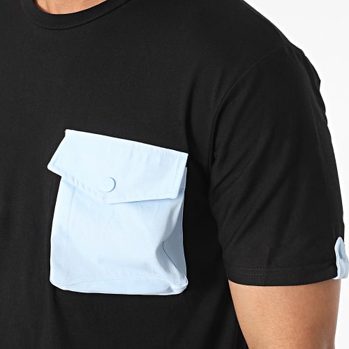 Tee Shirt Poche T8814 Noir Bleu Clair