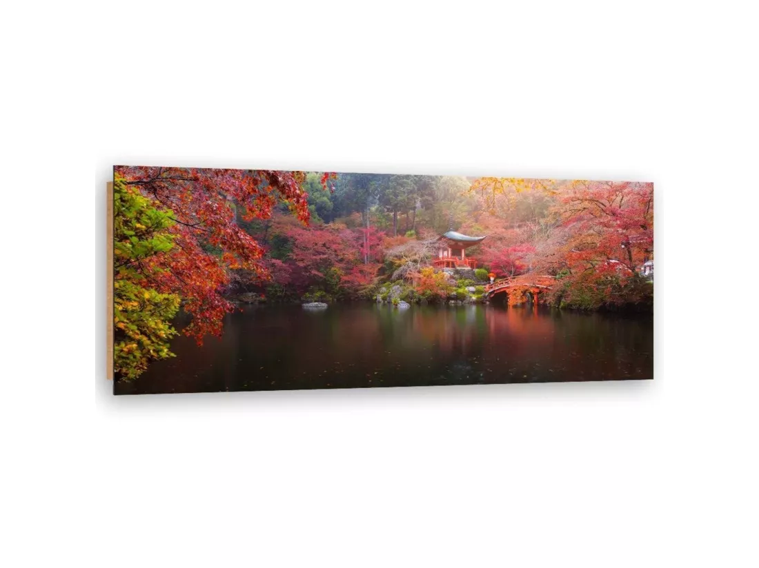 Tableau bois japon aux couleurs d'automne - 150 x 50 cm