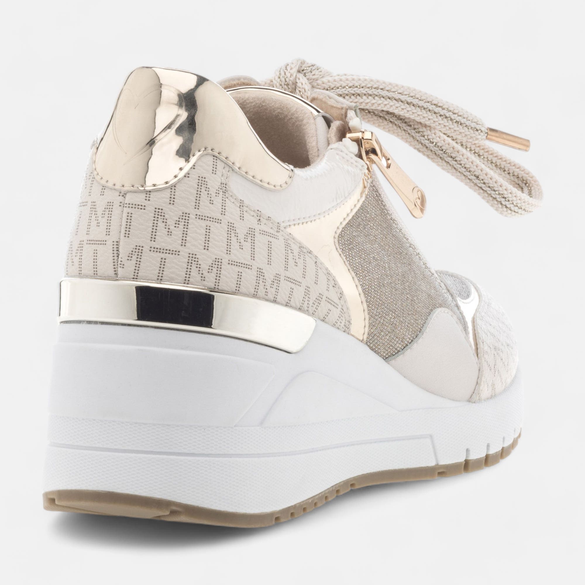 Baskets basses à talon compensé Femme beige