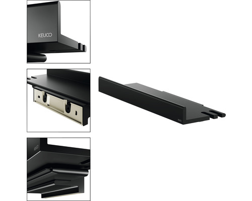 Doucheplank met douchecabinewisser KEUCO REVA Black Selection mat zwart 12859370000