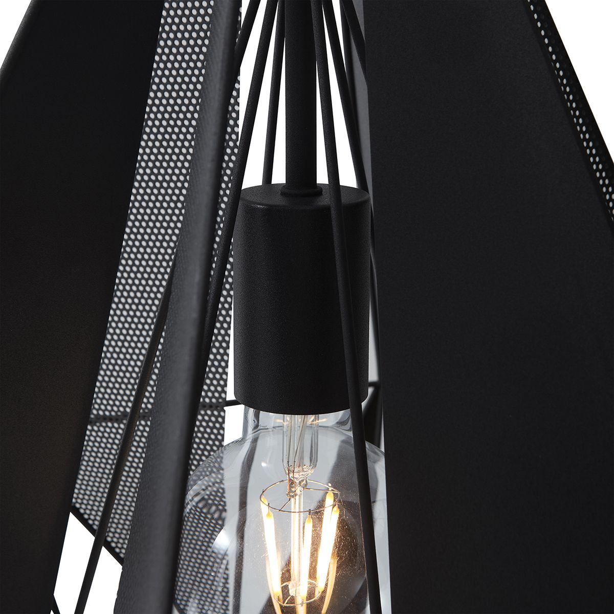 Industriële hanglamp zwart met mesh 3-lichts - Carcass