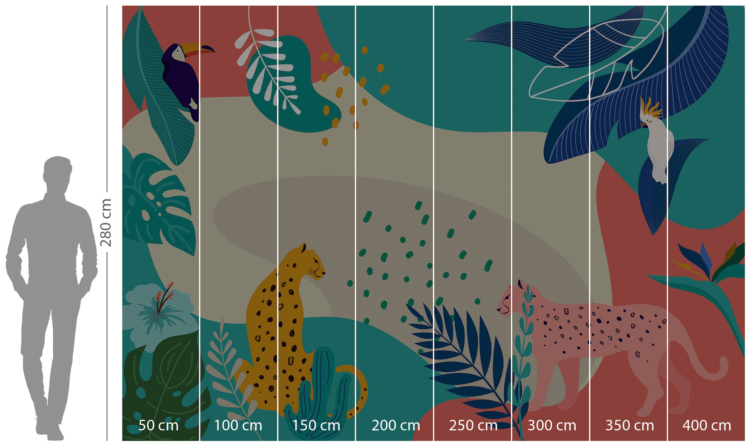 Komar Vliestapete »Digitaldruck Vlies -  Jungle Rendezvous - Grösse 400 x 280 cm« bedruckt glatt Kinderzimmer